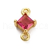 Brass Cubic Zirconia Rhombus Connector Charms KK-F894-12G-2