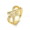 Brass Micro Pave Cubic Zirconia Cuff Rings for Women RJEW-U053-03G-4