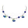 Crackle Glass & Natural Quartz Crystal Fruit Bib Necklaces for Women NJEW-JN05203-01-2