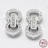 Anti-Tarnish Rhodium Plated 925 Sterling Silver Cubic Zirconia Watch Band Clasps STER-F037-124P-4