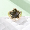 Star Natural Gemstone Cubic Zirconia Cuff Rings RJEW-M076-02G-6