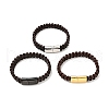 Leather Braided Cord Bracelet with 304 Stainless Steel Magnetic Clasp for Men Women BJEW-C021-10-1