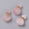 Rhombus Natural Rose Quartz Perfume Bottle Pendants G-H241-01B-G-1