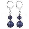 Round Natural Lapis Lazuli Dangle Earrings EJEW-JE05536-05-1