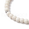 Cross Synthetic Turquoise & Wood Round Beads Stretch Bracelets for Men Women BJEW-JB11832-02-4