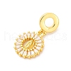Brass Clear Cubic Zirconia European Dangle Pendants KK-D325-28G-08-2
