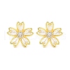 Rack Plating Flower Brass Micro Pave Clear Cubic Zirconia Stud Earrings EJEW-M029-01B-G-1