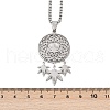 304 Stainless Steel Woven Web/Net with Leaf Pendant Necklaces NJEW-K283-07P-3