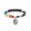 2Pcs 2 Style Style Natural Lava Rock & Mixed Stone & Synthetic Hematite Stretch Bracelets Set BJEW-JB08733-7