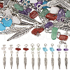 DELORIGIN 80Pcs 16 Styles Natural Rose Quartz & Amethyst & Howlite & Red Jasper & Green Aventurine Chip Pendants FIND-DR0001-38-1