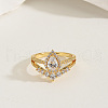 Brass Micro Pave Cubic Zirconia Double Layer Finger Rings IQ6889-5-2