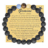 Round Natural Lava Rock Beaded Elastic Bracelets IS1463-1-1