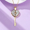 304 Stainless Steel Polymer Clay Rhinestones Key Openable Pendant Necklaces for Women NJEW-Z065-11G-3