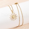 Flower Brass Micro Pave Cubic Zirconia Pendant Neckalces NJEW-C076-21G-3