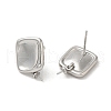 Square Brass Stud Earring Findings KK-M270-24G-4