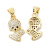 Brass Micro Pave Clear & Clack Cubic Zirconia Pendants ZIRC-L103-002G-1