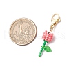 Mother's Day Carnation Glass Seed Beads & Acrylic Dendant ecorations HJEW-MZ00228-3