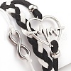 Alloy Heart Beat & 304 Stainless Steel Infinity Links Multi-strand Bracelet BJEW-TA00190-03-4