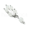 Natural White Jade Round Tassel Big Pendants PALLOY-JF03281-04-4