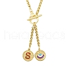 Ion Plating(IP) 304 Stainless Steel Red Enamel Letter & Eye Pendant Wheat Chain Necklaces STAS-Z102-01G-S-1