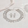 Alloy Rhinestone Link Chain Necklace & Stud Dangle Earrings Sets FS-WG454B6-08-1