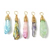 5Pcs Electroplated Natural Quartz Pendants PALLOY-JF03161-1