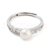 Mother's Day Jewellery Round Natural Pearl & Cubic Zirconia Finger Rings STER-Z009-07P-2
