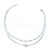 Mother's Day Jewellery Glass Beaded Double Layer Necklaces NJEW-MZ00070-04-4