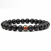 Frosted Natural Obsidian Round Beaded Stretch Bracelets ZO4749-2-1
