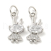Rack Plating Brass Micro Pave Clear Cubic Zirconia Pendants KK-B093-03P-1