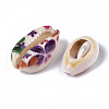Printed Natural Cowrie Shell Beads SSHEL-R047-01-C04-3