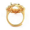 Rack Plating Oval Brass Micro Pave Cubic Zirconia Adjustable Ring Components KK-Q819-17G-3