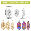 Unicraftale 12Pcs 3 Colors 304 Stainless Steel Pendants STAS-UN0042-18-3