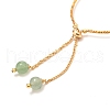 Natural Green Aventurine Beads & Flat Round Charms Slider Bracelets BJEW-D447-15G-5