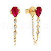 S925 Sterling Silver Cubic Zirconia Teardrop Tassel Stud Earrings MO8929-3-1