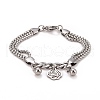 Non-Tarnish 201 Stainless Steel Triple Layered Multi-strand Bracelet STAS-E160-29P-1