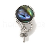 Flat Round Brass Paua Shell Cup Pearl Peg Bails Pin Pendants KK-K389-143P-1