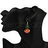 Halloween Theme Pumpkin Handmade Glass Seed Beaded Dangle Earrings EJEW-MZ00480-01-3