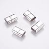 Tarnish Resistant Rectangle 304 Stainless Steel Magnetic Clasps with Glue-in Ends STAS-M195-11-1