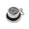 Mother's Day Coffee Cup with Heart 304 Stainless Steel Enamel Pendants STAS-M120-08P-2