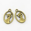 Tibetan Style Alloy Kitten Pendants TIBEP-R219-AB-FF-1