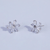 Flower Brass Pave Clear Cubic Zirconia Stud Earrings BJ0702-3