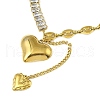 304 Stainless Steel Pave Clear Cubic Zirconia Heart Tassel Cable Chain Necklaces for Women NJEW-Z051-01G-1