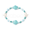 3Pcs Synthetic Turquoise & Porcelain & Dyed Natural Howlite Beads Stretch Bracelets for Women BJEW-JB11793-3