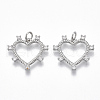 Brass Micro Pave Clear Cubic Zirconia Pendants KK-S356-028P-NF-1