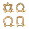 4Pcs 4 Style Brass Micro Pave Clear Cubic Zirconia D-Ring Anchor Shackle Clasps ZIRC-PJ0001-02-11