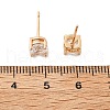 Flat Round Brass Pave Cubic Zirconia Stud Earrings for Women EJEW-G428-29A-02-5