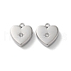 304 Stainless Steel with Rhinestone Pendants STAS-L022-394P-1