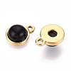 Natural Black Onyx Half Round Charms STAS-N109-213F-G-2
