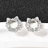 Bowknot 925 Sterling Silver Micro Pave Clear Cubic Zirconia Stud Earrings EJEW-S271-02P-1